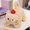 Peluche gatto color crema con decorazione mela rossa ed espressione ricamata - Giallo