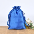 Elegant blue satin drawstring pouch for jewelry storage on vintage newspaper background - 7*9cm / Royal Blue