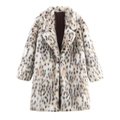 Dames jas van imitatiebont met luipaardprint en reverskraag, halflange winterjas stijl - XS / Luipaardprint