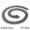 Dark grey stainless steel dragon scale necklace with snake head clasp, 600x15mm - 60CM / Gunmetal Necklace