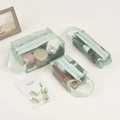 Lot de 3 trousses à maquillage vertes en maille de tailles variées pour le voyage - Ensemble d'outils combo / Vert