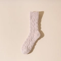 Soft pink coral fleece mid-calf sock with plush twisted texture for autumn and winter - One Size / Elegant Pink