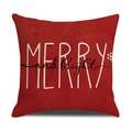 Dark red linen Christmas pillow cover with white Merry and Bright snowflake print - Red - Merry & Bright