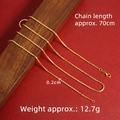 Golden brass chain necklace 70cm long and 0.2cm wide with elegant cylindrical links - 70cm Snake Chain (X2819)