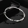 Gepolijste S925 zilveren Mobius armband met gedraaid touwontwerp en verstelbare opening - Verstelbaar Open / Zilver