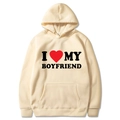 Cream hoodie featuring black I Heart My Boyfriend text and red heart print on front - S / Tops / Khaki (I ❤️ MY BOYFRIEND)