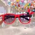Kids heart bow sunglasses with red bunny ears frame and gradient lenses - Red Rabbit Ears