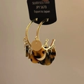 925 silver resin earrings with gold discs and tortoiseshell pattern leopard style - 38# 925 Sterling Silver Earring Post - Gold Brown - Sequins