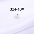 16G stainless steel bow earring with white cubic zirconia and screw ball backing - Bowknot Style(324-10#)