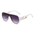 Occhiali da sole bianchi stile aviator con lenti sfumate viola e dettagli dorati - Montatura Bianca Lente Grigia