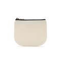 Minimalist off-white canvas coin purse with premium black zipper on white background - Off White