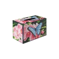 DIY diamond painting tissue box holder featuring pink floral and blue butterfly design - Floral Butterfly