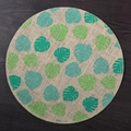 Round jute placemat featuring green monstera leaf patterns on a rustic wooden background - 38cm / Green Small Monstera Leaf