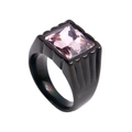 Men's titanium steel square ring with a large pink gemstone in a black metal finish - US 10 / Black Pink Zirconia