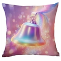 Détail de l'imprimé cloche de Noël coloré sur housse de coussin en velours pour canapé - 45x45cm (Sans Insert) / Carillons Iridescents (CDR351-12)