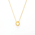 Minimalist gold-plated stainless steel necklace with a single white pearl pendant - N215-Wrapped Pearl Pendant