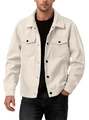 Men's corduroy jacket in off-white featuring a classic button-down front and flap pockets - S / Apricot