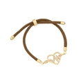 Bracciale intrecciato marrone regolabile con ciondolo a cuore dorato e battito cardiaco - Ciondolo Cuore Freccia Battito Cardiaco (Marrone)