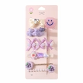 Lot de 5 jolies barrettes violettes fait main avec nœud et ours pour petites filles - #6 Série Violette
