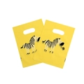 Yellow plastic gift bag with cartoon zebra pattern and cutout handle for retail packaging - Yellow Cartoon Zebra Style (20) / 95 Pieces/Pack