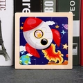 9-piece wooden space rocket puzzle for toddlers with cute giraffe astronaut design - Rocket