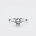 925 sterling silver ring featuring a large rectangular zircon centerpiece with side stones - US Size 5 / Silver