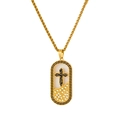 Détail du pendentif rectangulaire plaqué or 18 carats avec croix noire et motif grec - HD-20 (Croix à Points Blancs)
