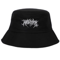 Bob noir style gothique street punk en coton délavé avec broderie heavy metal blanche - Taille unique / Noir