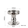 Silver Roman glass candle holder with metallic finish showing dimensions 8.5x8.5cm - Small / Silver
