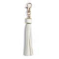 White leather tassel keychain with gold metal clasp for women schoolbags accessories - White