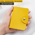Yellow RFID blocking card holder with elephant texture leather and 24 card slots - 12 Slots / Yellow - Elephant Grain