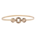 Elegant gold elastic metal spring waist belt featuring textured triple circular rings - Concentric Triple Overlapping Ring Style(z276-11)