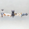 Set of five cute decorative cat figurines in various poses and colors for desk ornament - Set of 5 Cats