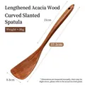 Acacia wood slanted spatula 37.2cm for non-stick pans with natural grain and hanging hole - Extra Long Thickened Curved Spatula / 37.2*8.8cm