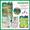 Friendly Park themed PET sticker set with two sticker sheets and one background card - Friendly Park (Series 30)
