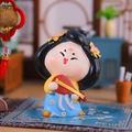Cute ancient Chinese style maiden figure holding a red pipa lute ornament - 1229-1 Light Blue Skirt