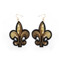 Goldene Lilien-Ohrringe mit Pailletten für Karneval auf schwarzem Stoff mit Haken - Schwarz Gold Lilien-Pailletten-Stil