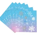 Nappe jetable dégradé bleu et violet avec flocons de neige pour décoration de fête - Serviettes Flocon de Neige / Dégradé Bleu-Rose