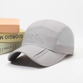 Grey quick-dry mesh hiking cap with foldable brim and mountain logo embroidery - Adjustable / Light Gray