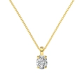 S925 sterling silver necklace with oval water foam jade pendant in gold finish - Gold White Rhinestone (DY190931-S-G-WH)
