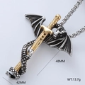 Detailansicht des Hip-Hop-Schwertanhängers mit Drachen, Größe 48 mm mal 42 mm - Zweifarbig Drachenschwert Stil (Einzelanhänger Stil 1)