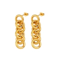 Detalle de cinco eslabones entrelazados de pendientes de cadena de acero oro de 18K - Dorado