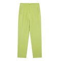 Pantaloni a vita alta da donna verde avocado con pieghe eleganti e tessuto liscio chic - XS / Pantaloni e gonne / verde-giallo