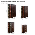 Set of 4 vintage book-style storage boxes with gold patterns in various sizes - Set of 4 Pcs