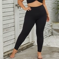 Leggings de yoga grande taille noirs à taille haute avec contrôle du ventre en tissu mat - 12/L / Bas / Noir Premium