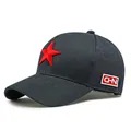 Berretto da baseball in mesh grigio scuro con stella rossa e patch CHN laterale - Regolabile / Blu navy