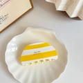 French vintage yellow and white striped acetate hair claw clip for a minimalist ponytail - 2# Semicircle Design