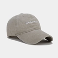 Close-up of white mama embroidery on khaki washed cotton vintage baseball cap - Adjustable / Light Khaki