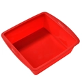 Square red silicone cake mold with non-stick surface for home baking and DIY bread - Square (Red)