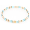 Bracelet en perles Tila bohème bleu ciel, crème et or, bijoux d'été tissés à la main - Bleu Ciel Crème Or